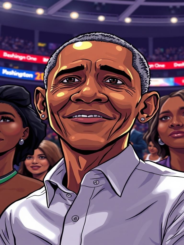 Barack Obama courtside at a Washington Mystics game