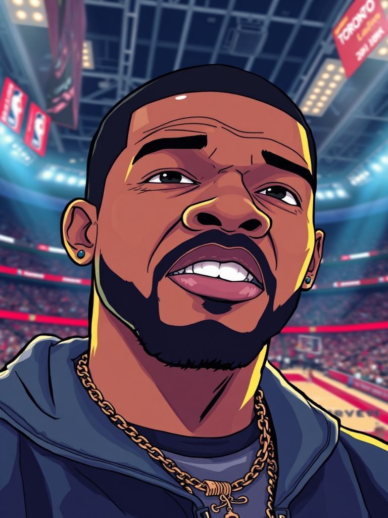 Drake on TSN broadcast at Scotiabank Arena Raptors Vince Carter jersey retirement November 2024