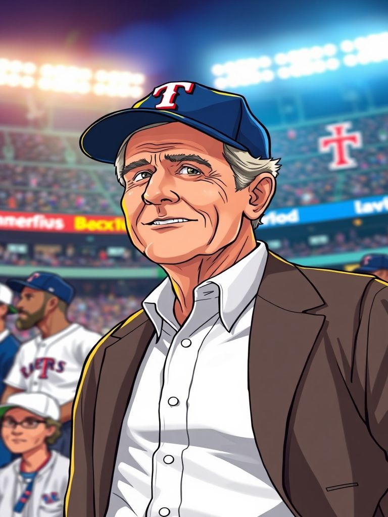 George W. Bush in Texas Rangers gear at Globe Life Field