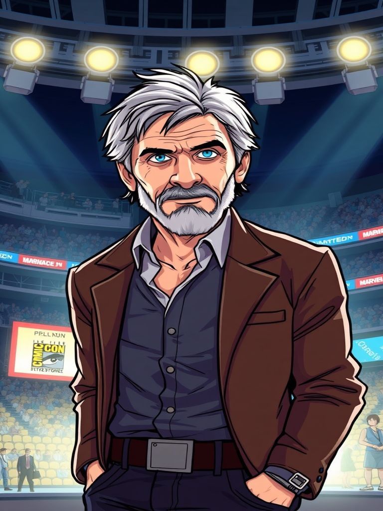 Harrison Ford at Director J.J. Abrams invited everyone in Hall H to a surprise concert at a separate venue behind the San Diego Convention Center. There he introduced the Star Wars: The Force Awakens cast, including Harrison Ford, Carrie Fisher, and Mark Hamill, with a live performance by legendary composer John Williams. The reunion of the original trilogy stars was an unforgettable moment for the packed crowd.