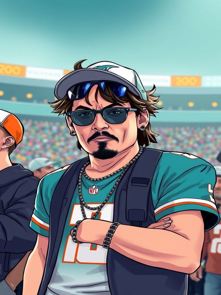 Johnny Depp Dolphins fan Miami sidelines