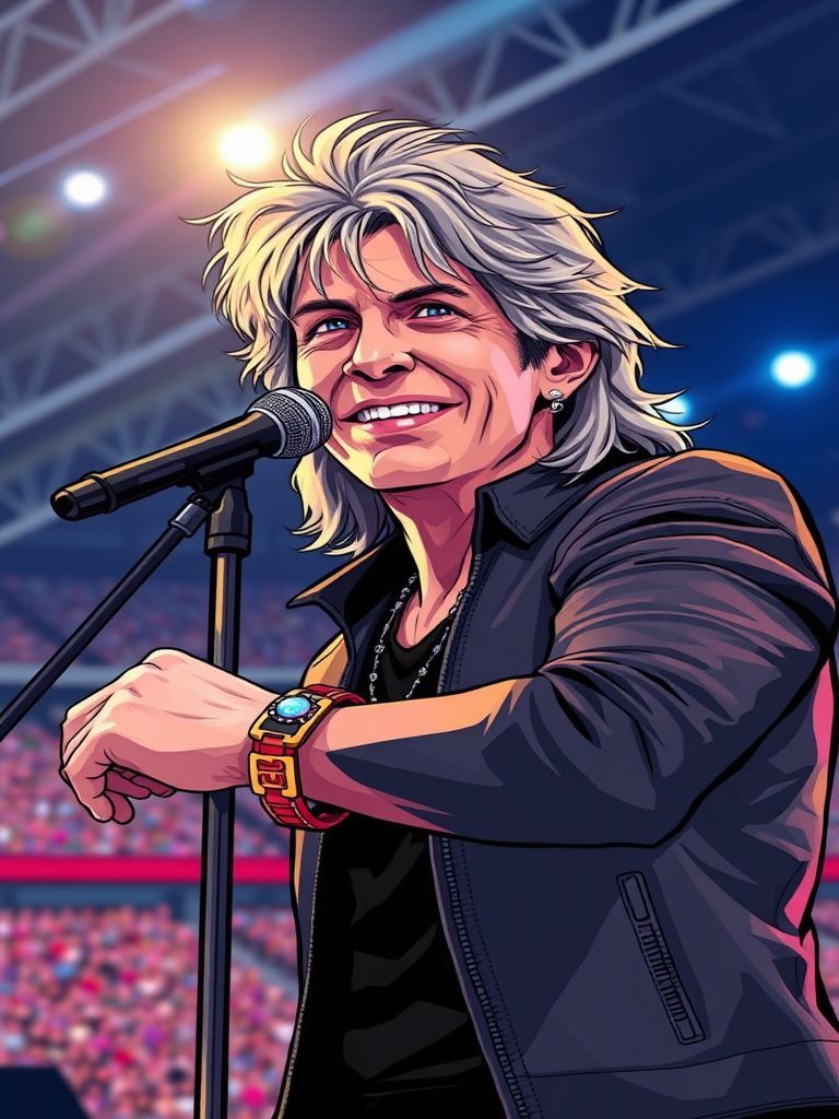 Jon Bon Jovi at Jon Bon Jovi attended Night 3 at Wembley and was spotted accepting friendship bracelets from fans. He attended alongside Peter Gabriel.