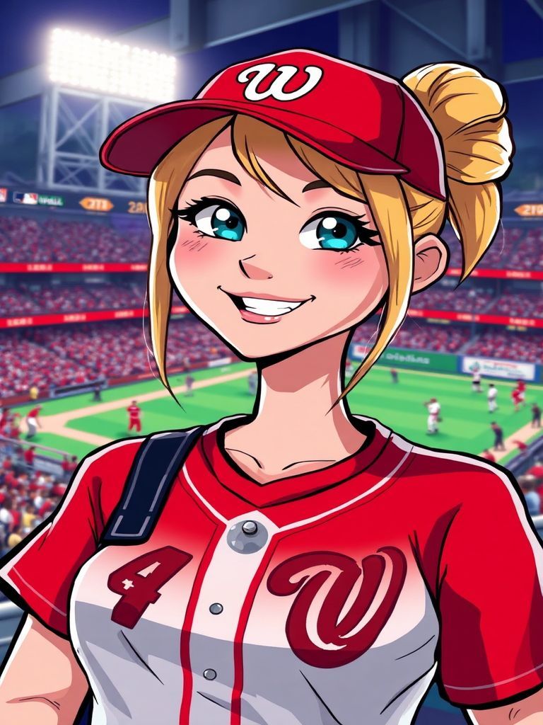 Katie Ledecky in Nationals gear at Nationals Park