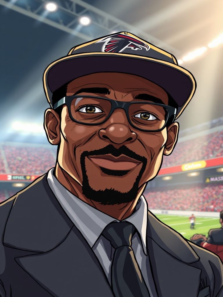 Samuel L. Jackson in Falcons gear at Mercedes-Benz Stadium Atlanta
