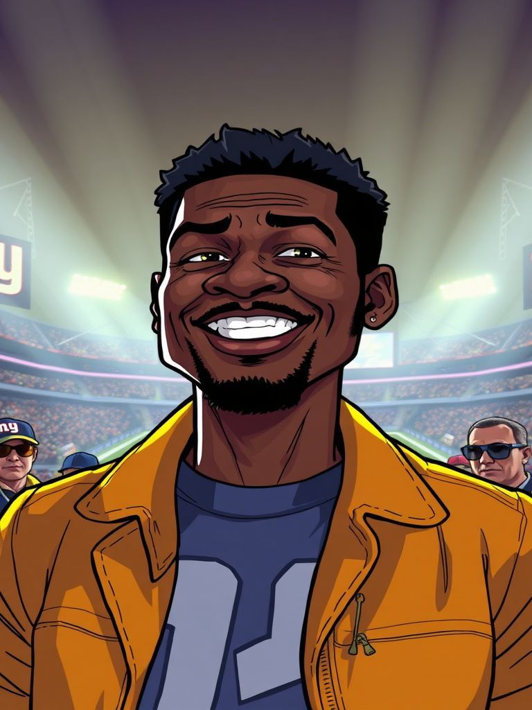 Tracy Morgan in Giants blue at MetLife Stadium