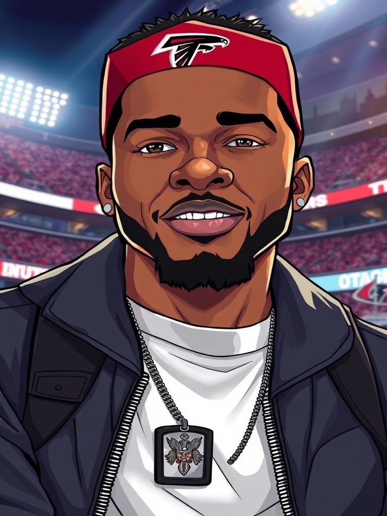 Usher cheering at Atlanta Falcons game